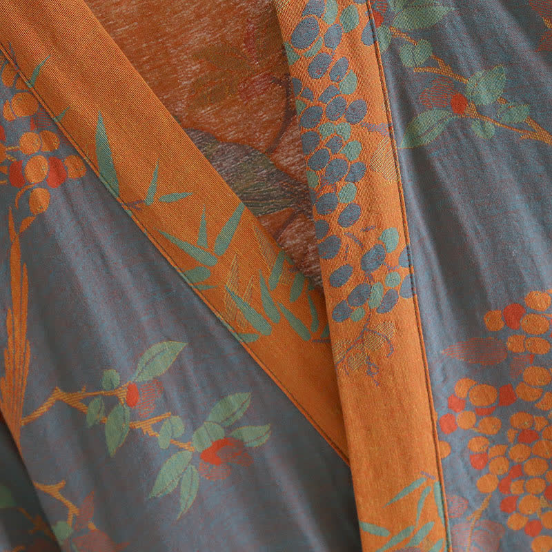 Jacquard-Bademantel im Retro-Stil aus Baumwollgaze im Pastoralstil