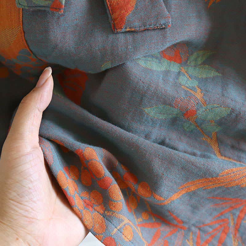 Jacquard-Bademantel im Retro-Stil aus Baumwollgaze im Pastoralstil