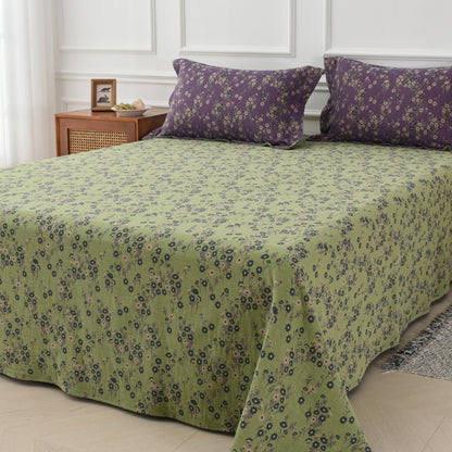 Wendebettwäscheset aus Baumwollgaze mit Blumenmuster (4-teilig)