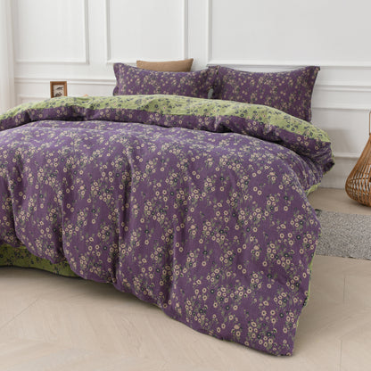 Wendebettwäscheset aus Baumwollgaze mit Blumenmuster (4-teilig)