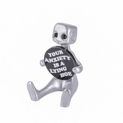 Winzige Roboter-Statue aus Kunstharz mit Slogan