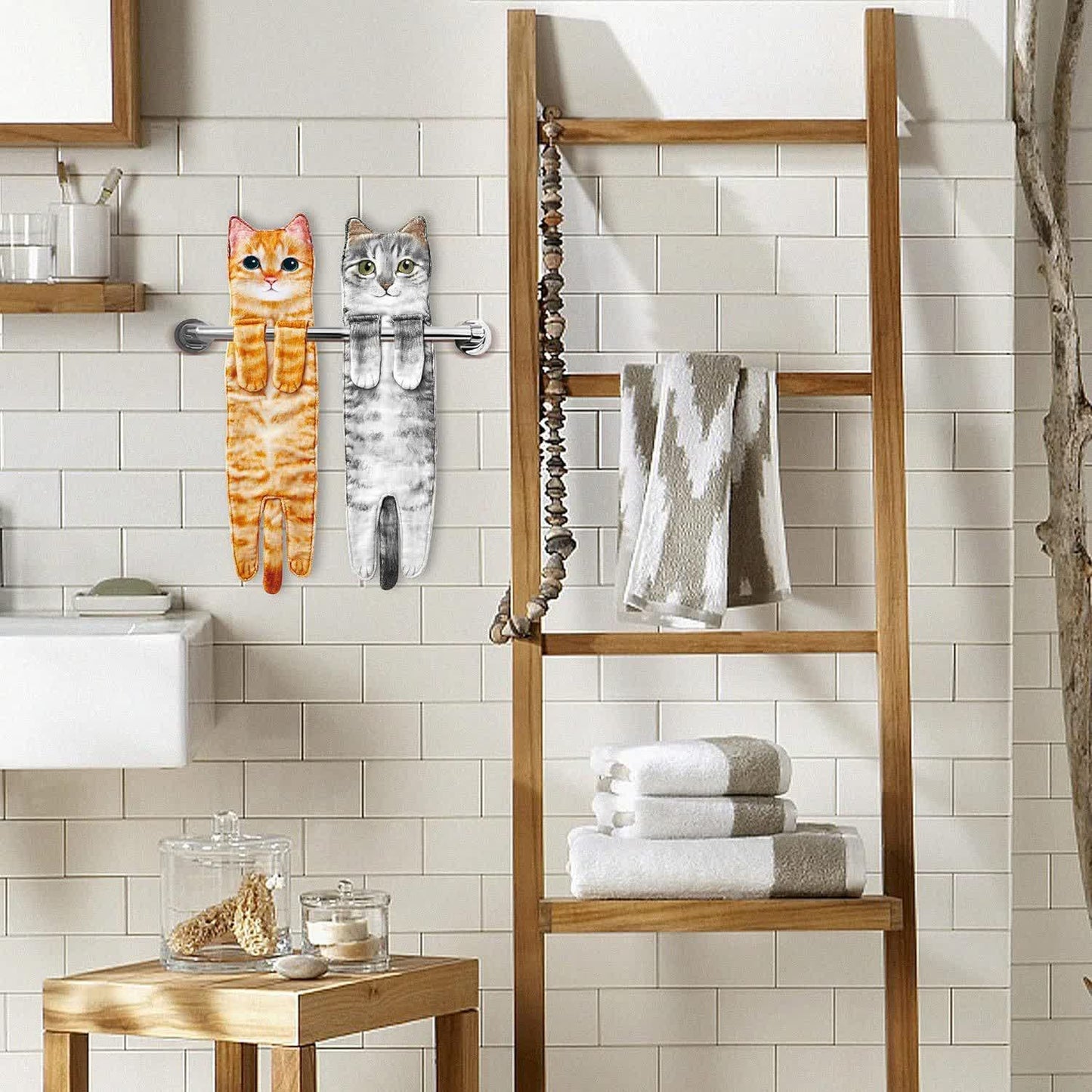 Handtuch mit Katzenmotiv zum Aufhängen für Küche und Bad