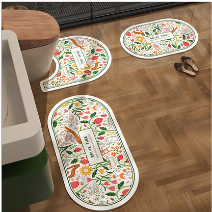 Rutschfeste Badematte mit floralem Kieselalgenschlamm