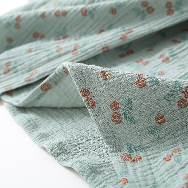 Kimono Rural Rose Pyjama-Set aus Baumwollgaze
