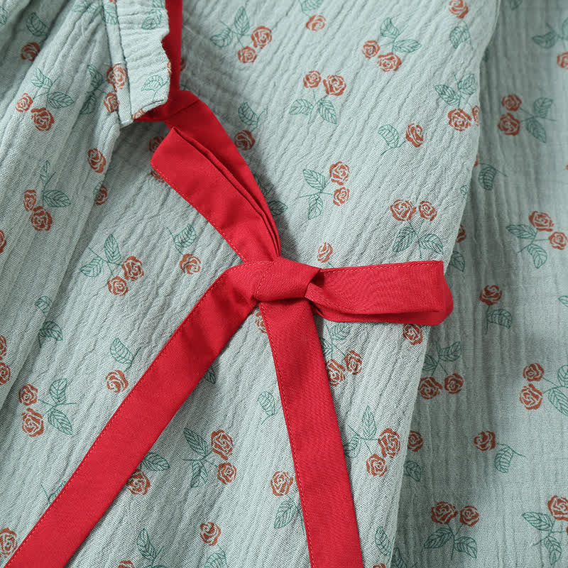 Kimono Rural Rose Pyjama-Set aus Baumwollgaze