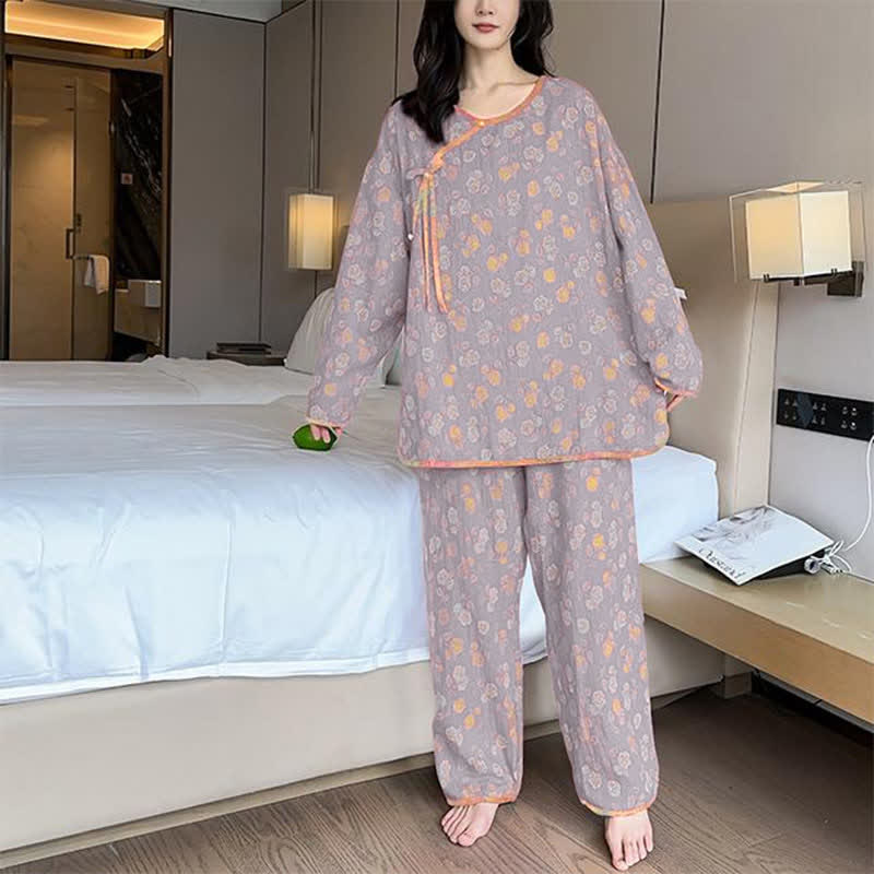 Weiches Pyjama-Set aus Baumwolle in Rosa in Übergröße