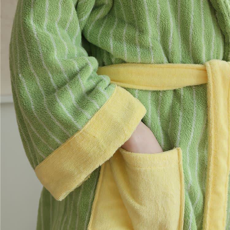 Bademantel aus reiner Baumwolle mit Farbblock-Streifen