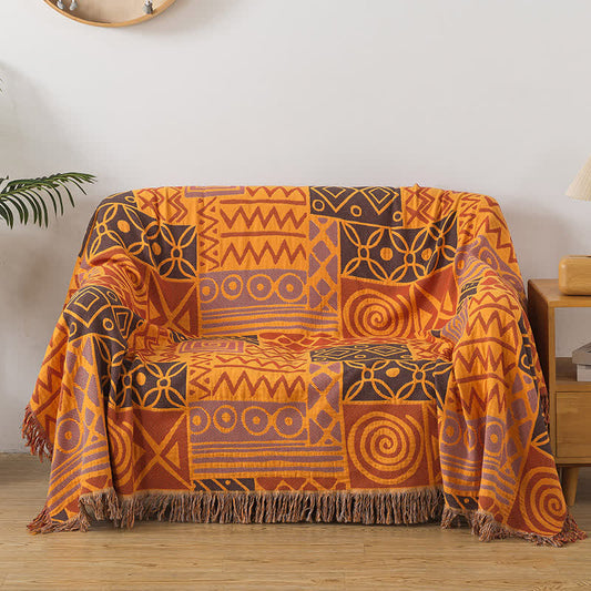Wendedecke aus Baumwollgaze im Bohemian-Stil mit geometrischem Muster