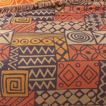 Wendesteppdecke aus Baumwollgaze im Bohemian-Stil mit geometrischem Muster