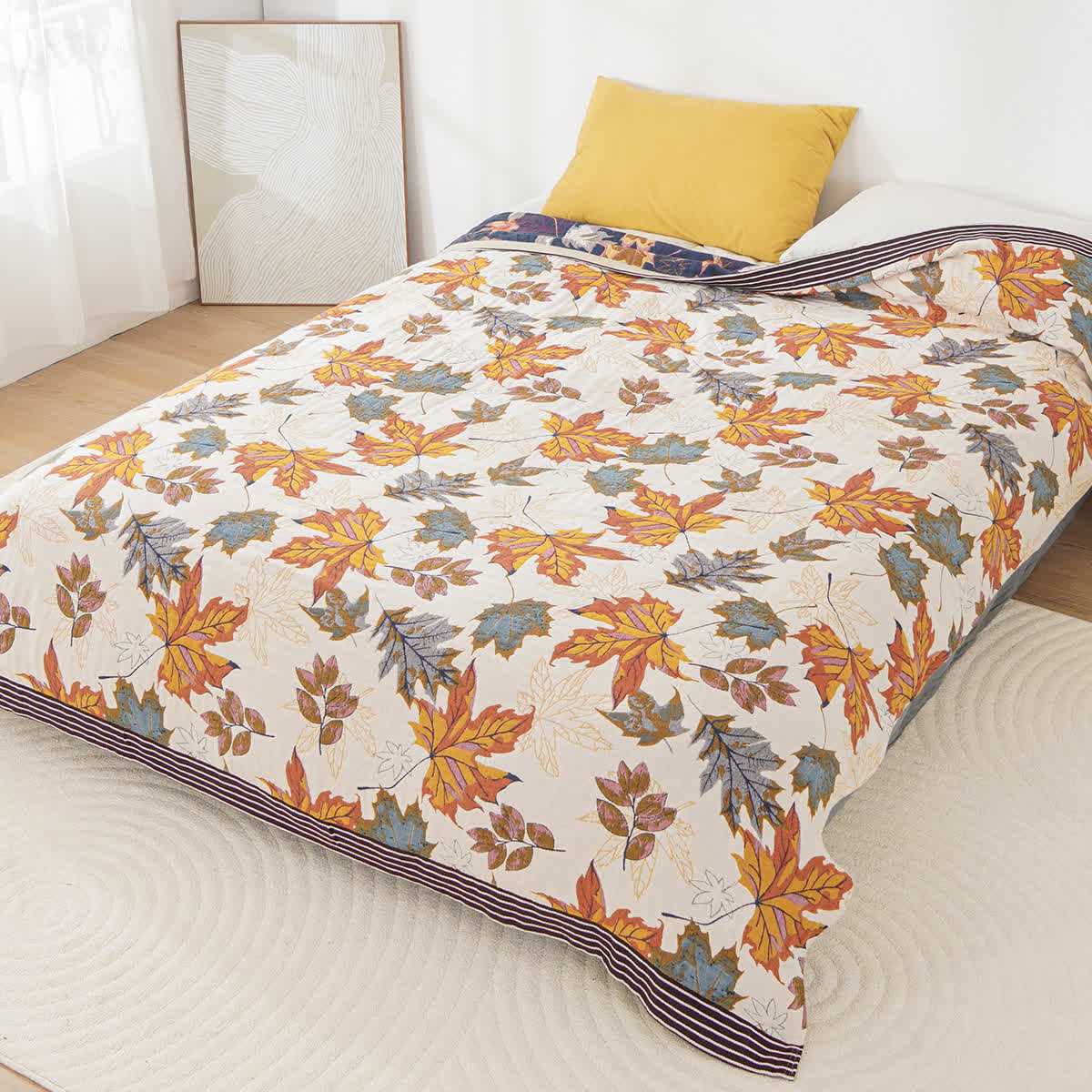 Atmungsaktive Decke aus Baumwollgaze mit Ahornblatt