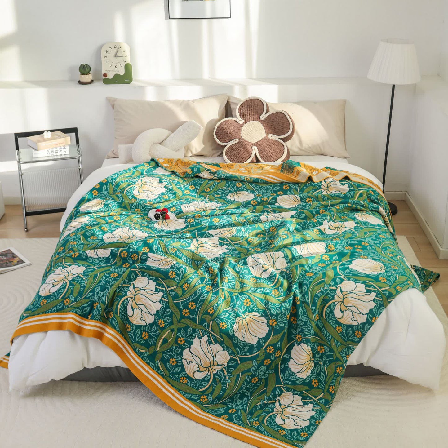 Elegante, weiche Decke aus reiner Baumwolle im pastoralen Stil