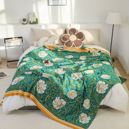 Elegante, weiche Decke aus reiner Baumwolle im pastoralen Stil