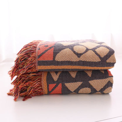 Wendesteppdecke aus Baumwollgaze im Bohemian-Stil mit geometrischem Muster