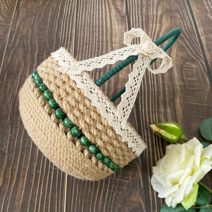 Handgemachter Tisch-Aufbewahrungskorb mit Sonnenblumenmotiv
