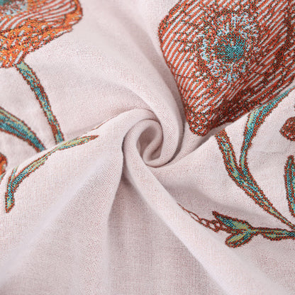 Leichte Steppdecke aus Baumwollgaze mit Blumenmuster und Vögeln