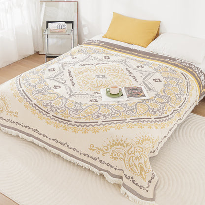 Leichte Baumwollgazedecke mit Quasten und Paisleymuster