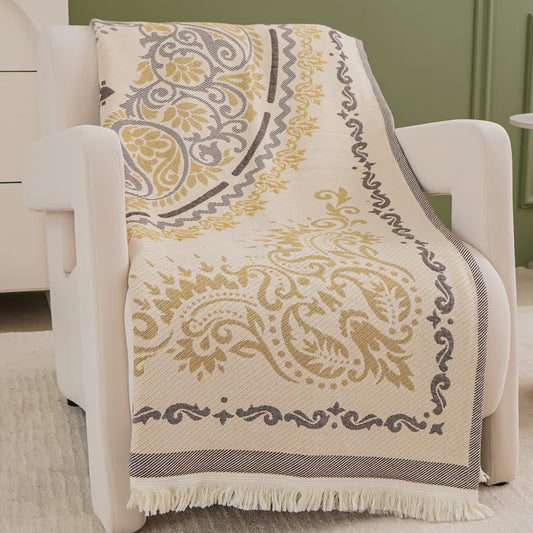 Leichte Baumwollgazedecke mit Quasten und Paisleymuster