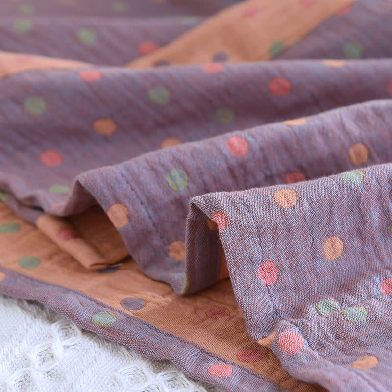 Kimono-Bademantel aus Baumwollgaze mit bunten Punkten