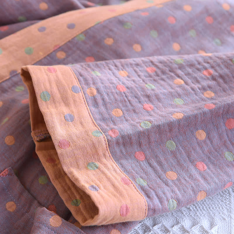 Kimono-Bademantel aus Baumwollgaze mit bunten Punkten