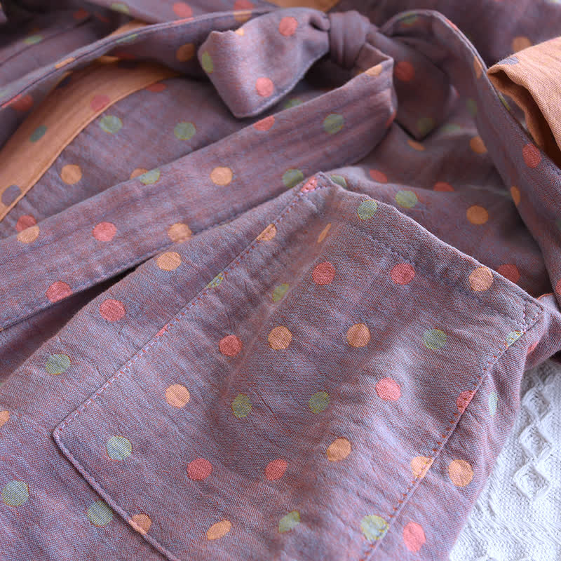 Kimono-Bademantel aus Baumwollgaze mit bunten Punkten