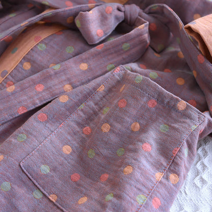 Kimono-Bademantel aus Baumwollgaze mit bunten Punkten