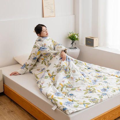 Tragbare Kissendecke mit Blumenmuster und Ärmeln