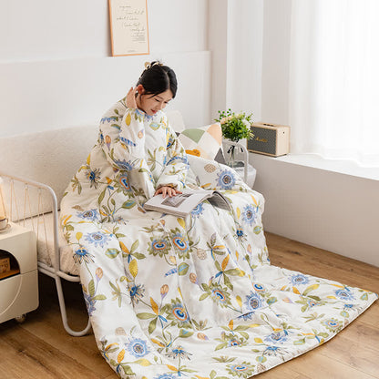 Tragbare Kissendecke mit Blumenmuster und Ärmeln