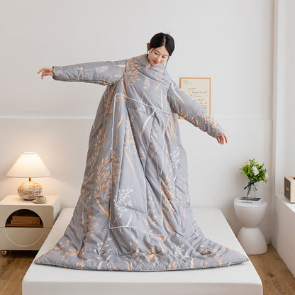 Tragbare Steppdecke mit pastoralem Kissen und Ärmeln