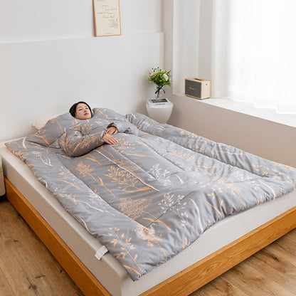 Tragbare Steppdecke mit pastoralem Kissen und Ärmeln