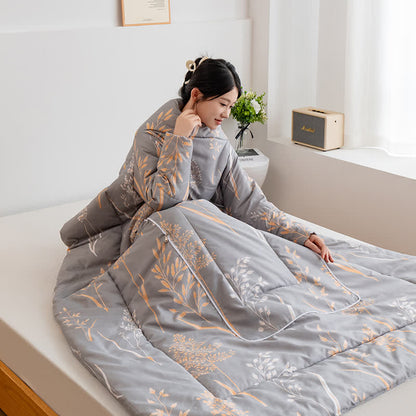 Tragbare Steppdecke mit pastoralem Kissen und Ärmeln