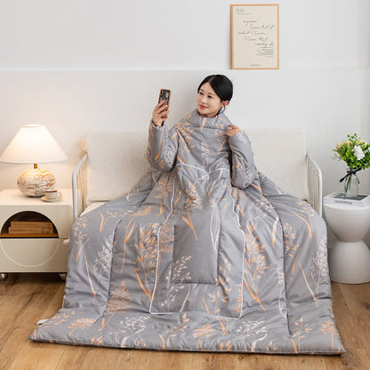 Tragbare Steppdecke mit pastoralem Kissen und Ärmeln