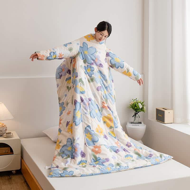 Tragbare Steppdecke mit floralem Muster