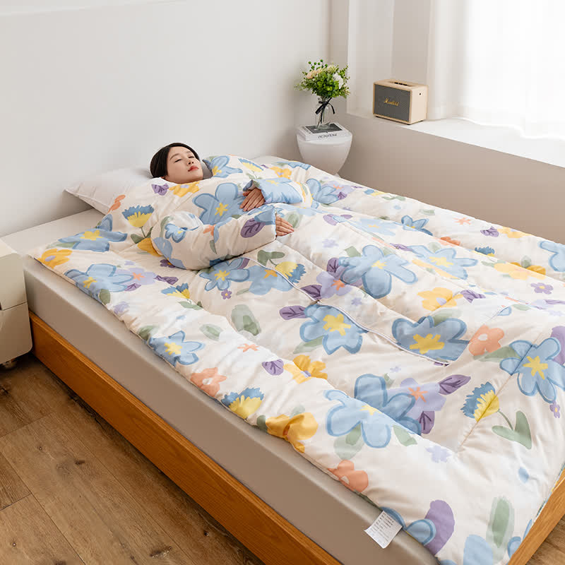 Tragbare Steppdecke mit floralem Muster