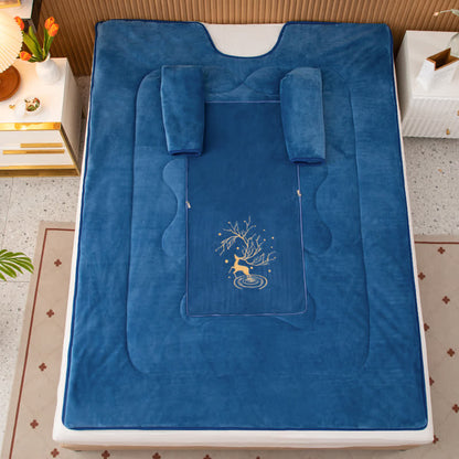 Tragbare Steppdecke mit einfarbigem Fleecekissen