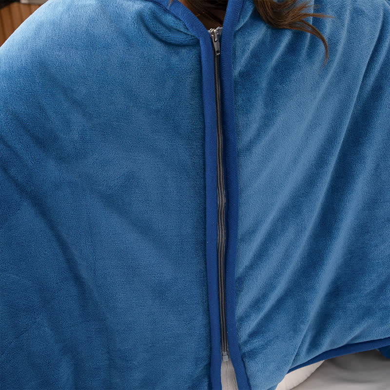 Tragbare Steppdecke mit einfarbigem Fleecekissen