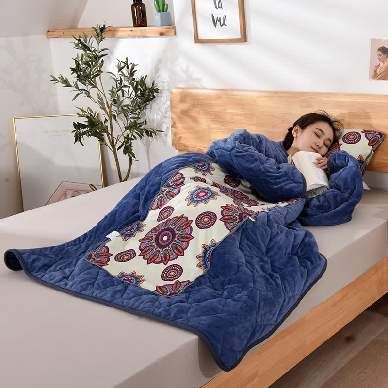 Retro Fleece Funktionskissen Tragbare Steppdecke