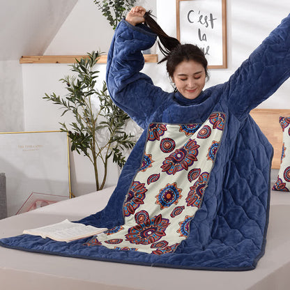 Retro Fleece Funktionskissen Tragbare Steppdecke