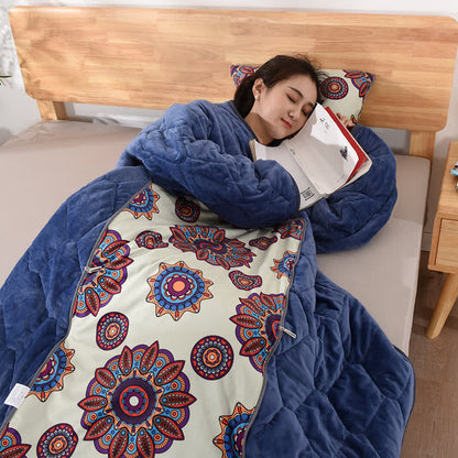 Retro Fleece Funktionskissen Tragbare Steppdecke