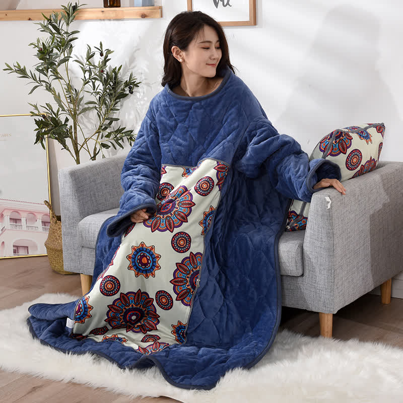 Retro Fleece Funktionskissen Tragbare Steppdecke