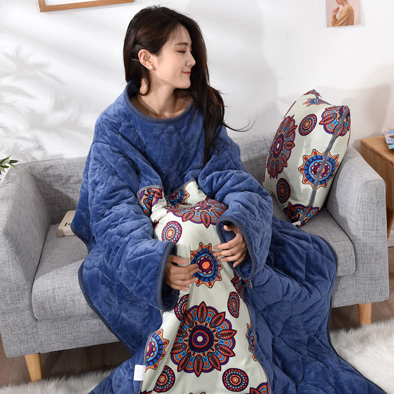 Retro Fleece Funktionskissen Tragbare Steppdecke