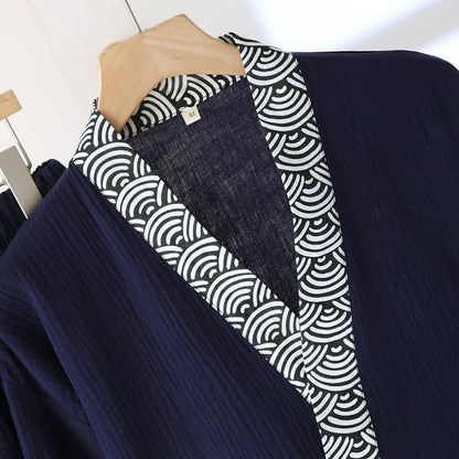 Neutrales Kimono-Pyjama-Set aus Baumwollgaze