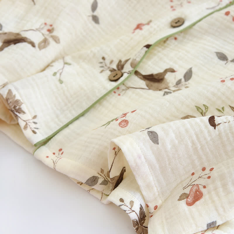 Ländliches Pyjama-Set aus Baumwollgaze-Jacquard