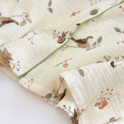 Ländliches Pyjama-Set aus Baumwollgaze-Jacquard