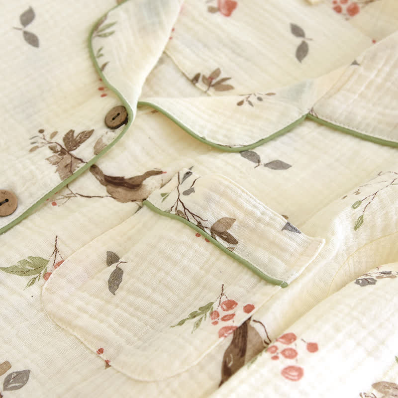 Ländliches Pyjama-Set aus Baumwollgaze-Jacquard
