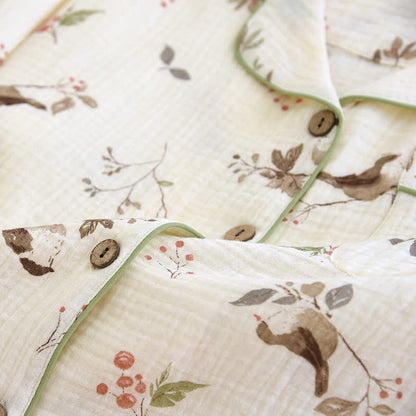 Ländliches Pyjama-Set aus Baumwollgaze-Jacquard