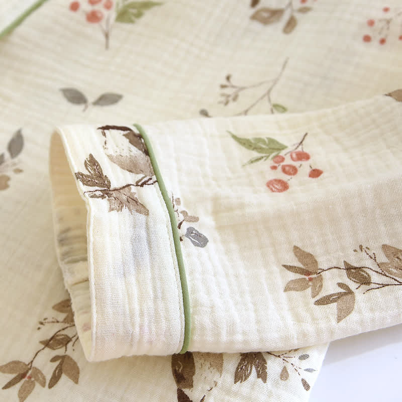 Ländliches Pyjama-Set aus Baumwollgaze-Jacquard