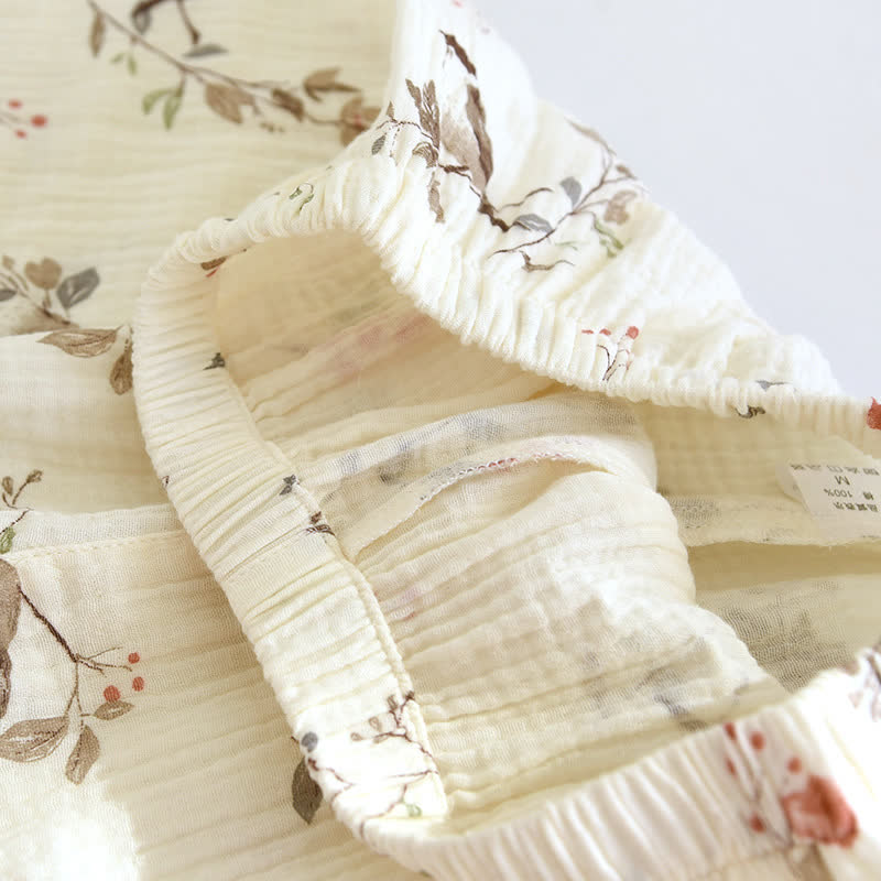 Ländliches Pyjama-Set aus Baumwollgaze-Jacquard
