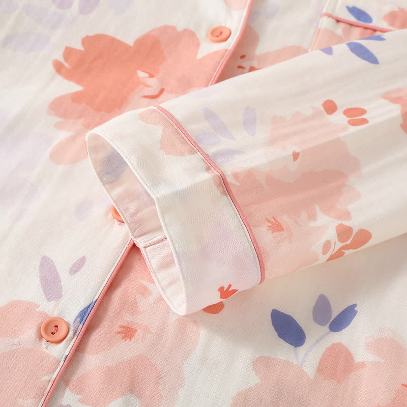 Loungewear-Set aus Baumwollgaze mit Blumenmuster