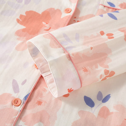 Loungewear-Set aus Baumwollgaze mit Blumenmuster