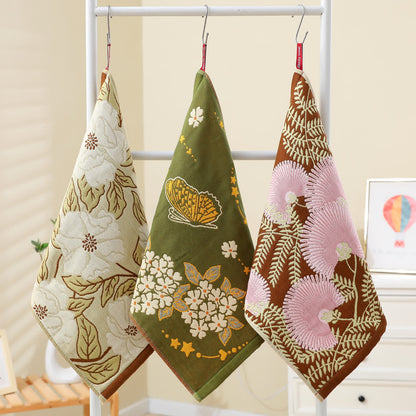 Küchentuch aus Baumwollgaze-Jacquard mit Retro-Blumenmuster
